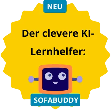 Illustration mit dem Claim - Der clevere KI-Lernhelfer: Sofabuddy